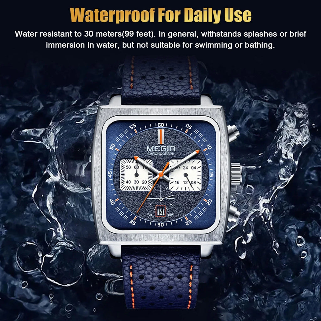 Waterproof  Men's Leather Luminous Analog Sports Quartz Military Wristwatch
