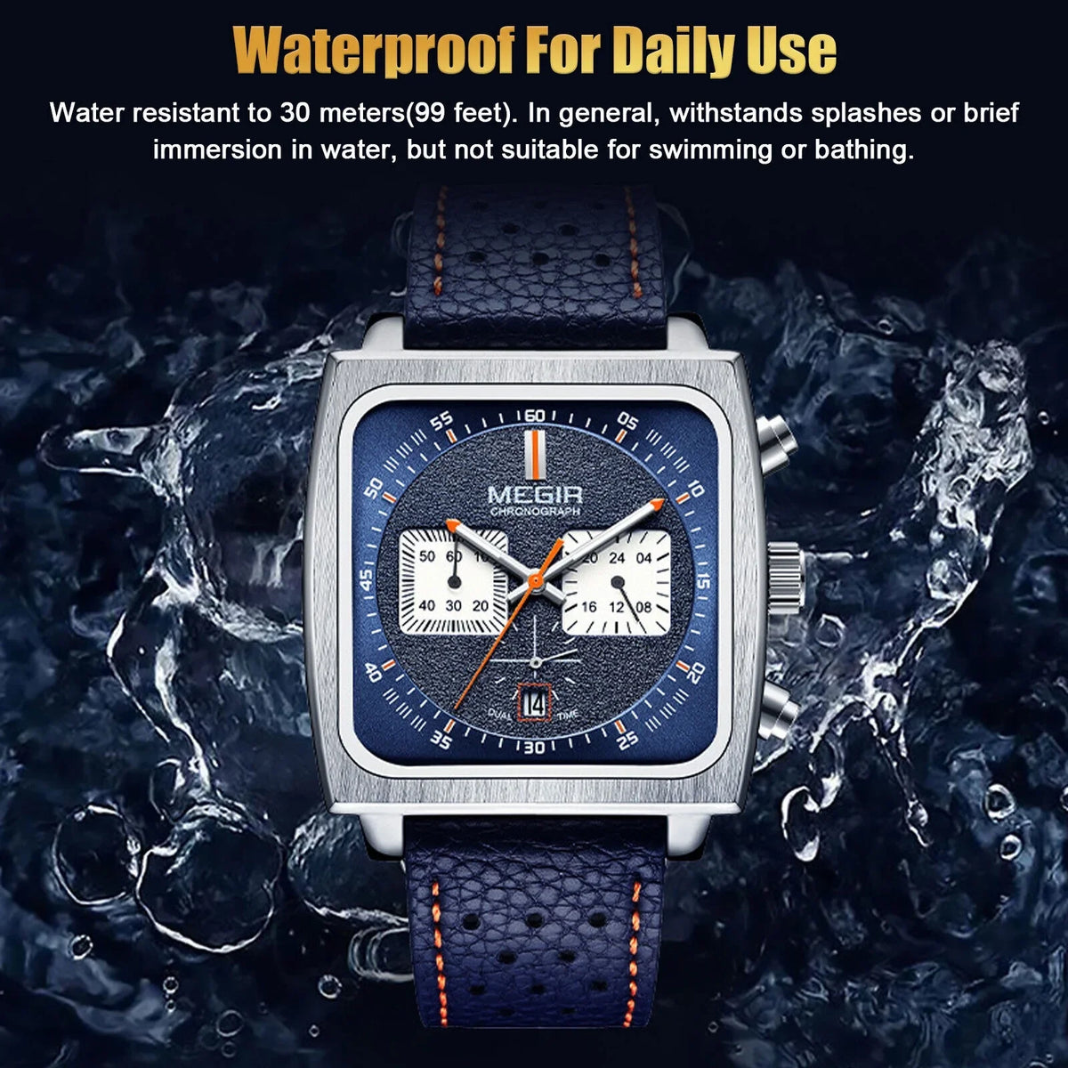 Waterproof  Men's Leather Luminous Analog Sports Quartz Military Wristwatch
