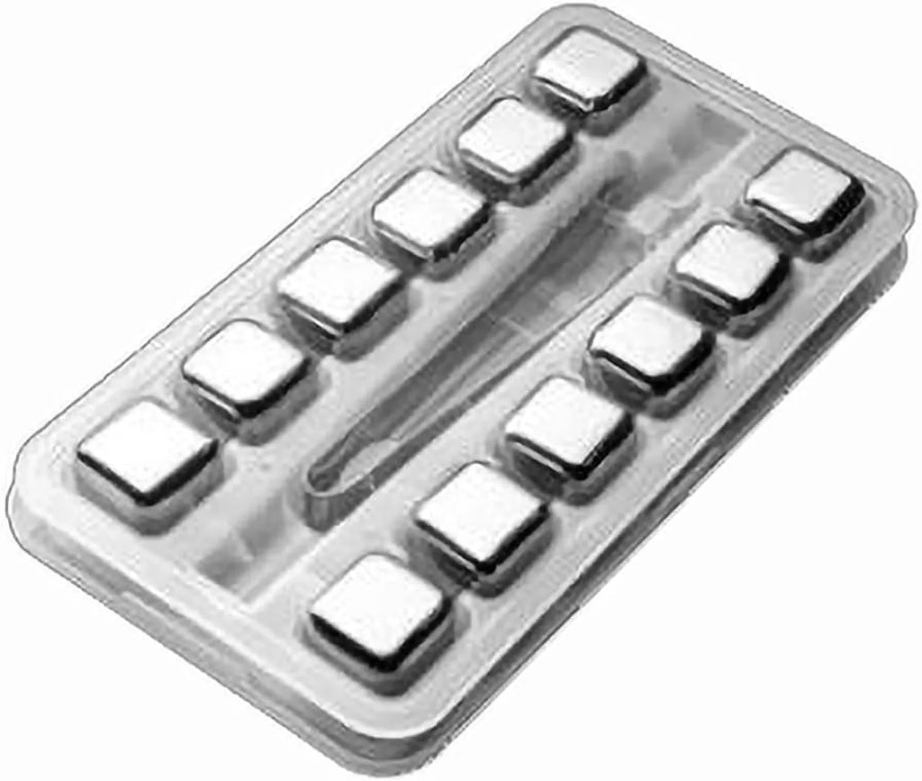 Stainless Steel Whisky Stones Metal Ice Cube Reusable Chilling Rocks Cooling for Scotch Whisky Wine Gin Tonic Drinks Party Men Women(Size:12 Pieces,Color:Square)