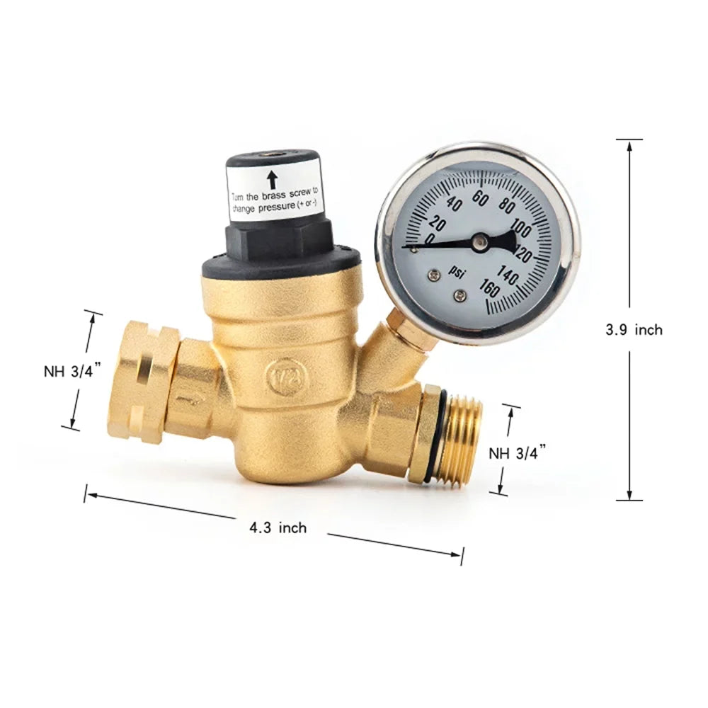 Yabuy Durable Brass Water Pressure Regulator Valve with Inlet Screened Filter Ideal for  Plumbing System