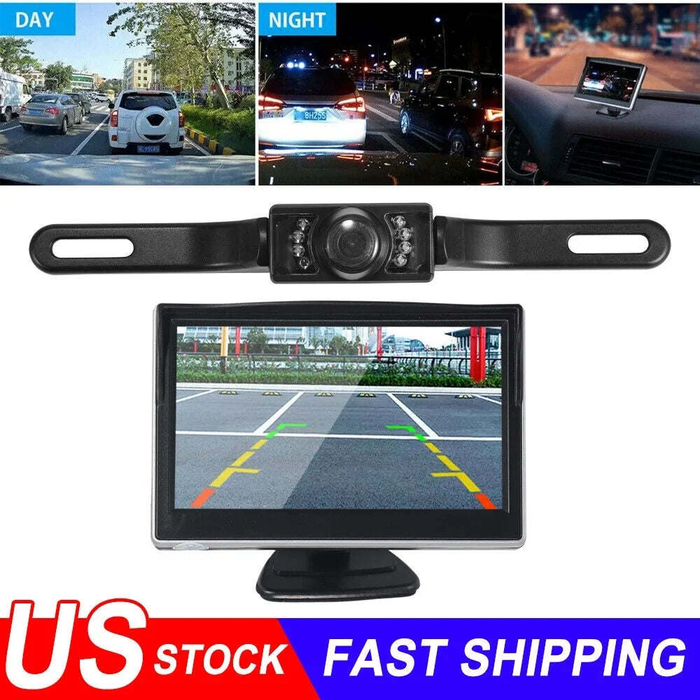 Paddsun  Car Night Vision Backup Camera Kit 5" Wireless Monitor  Rear View Waterproof