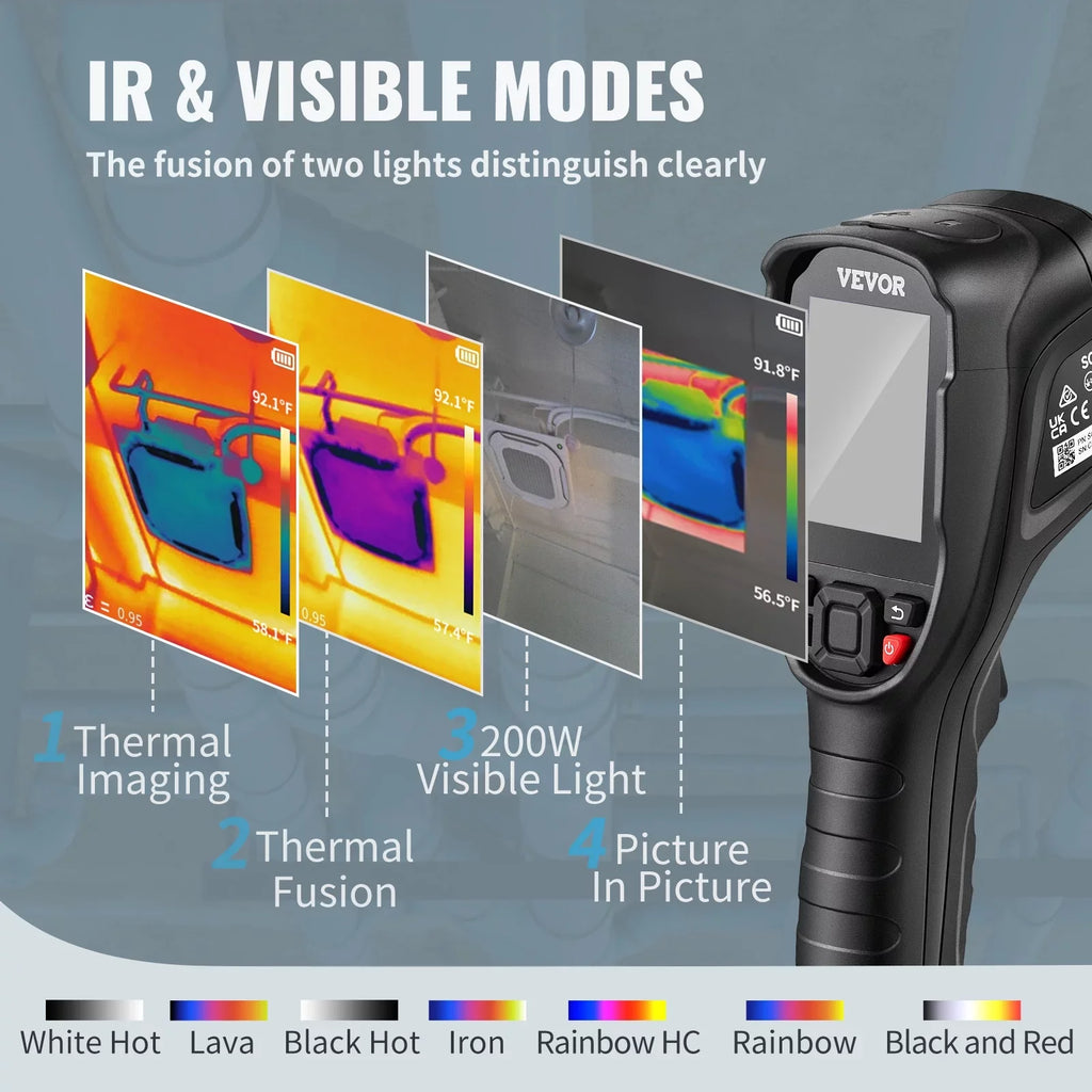 Thermal Imaging Camera, 240x180  Resolution with 2MP Visual Camera, 20Hz Refresh Rate Infrared Camera with -4℉~1022℉ Temperature Range, 64G Built-in  Card and Rechargeable Li-ion Battery