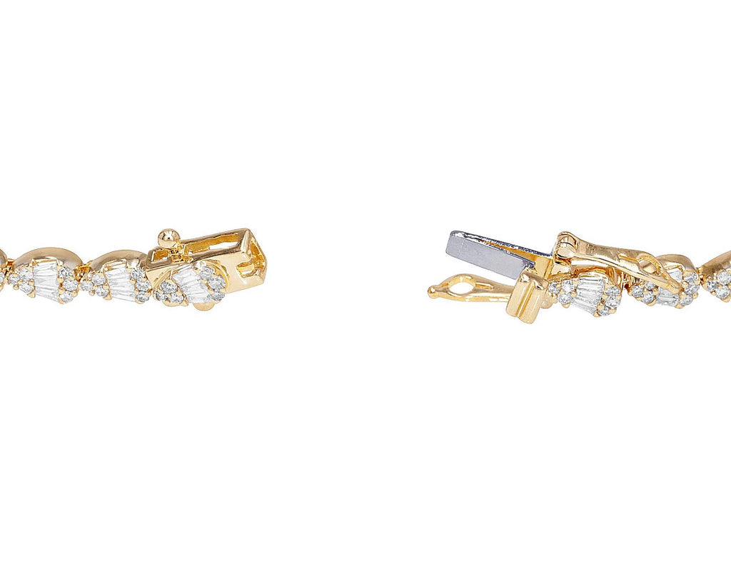 Tear Shaped Baguette Cluster 2.70  Diamond Tennis Link Bracelet Gold    4MM    7.75"