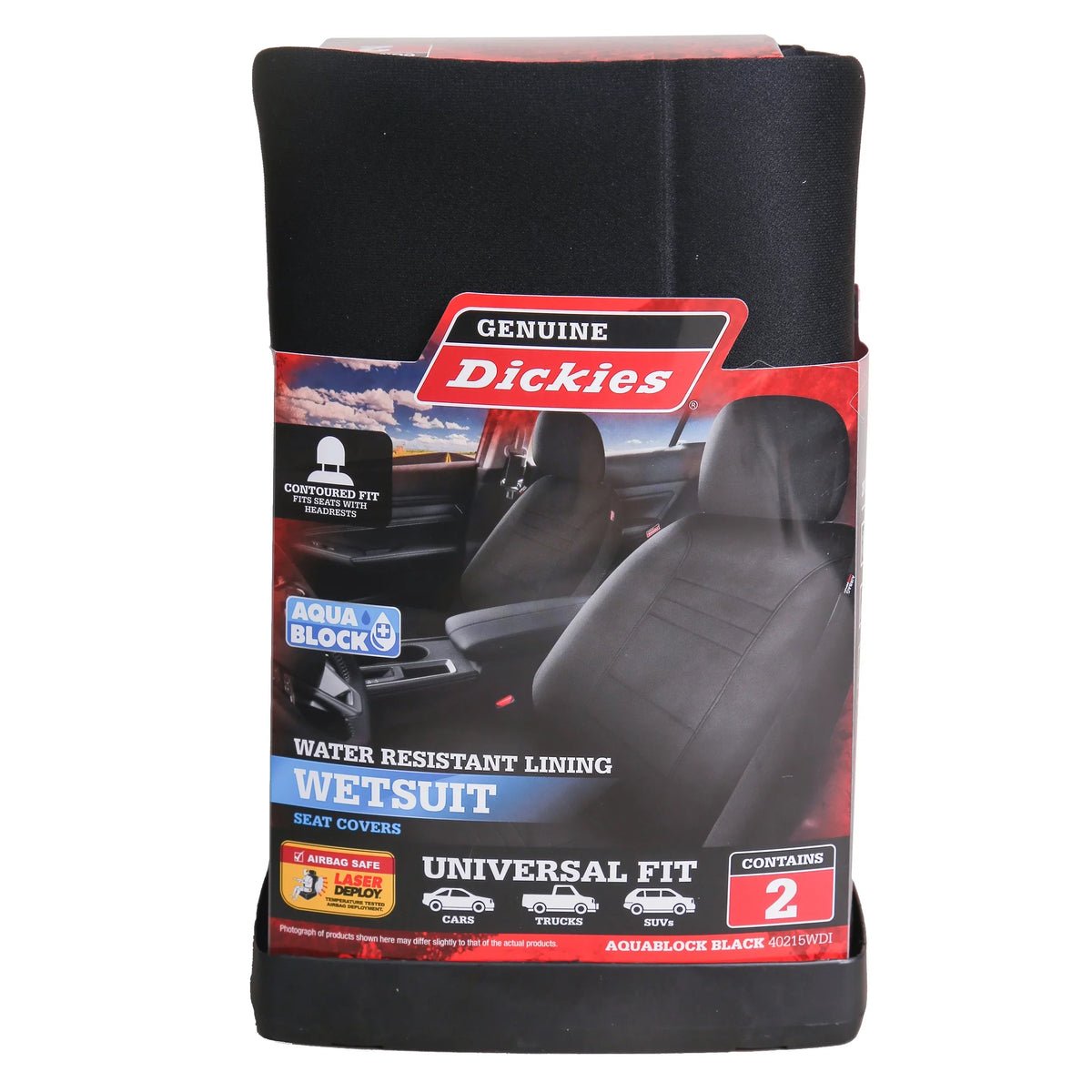 Genuine Dickies 2 Piece Aquablock Universal Car Seat Covers, Gray