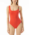 Michael Kors Women's Chain Detail One Piece Swimsuit Red Size 12