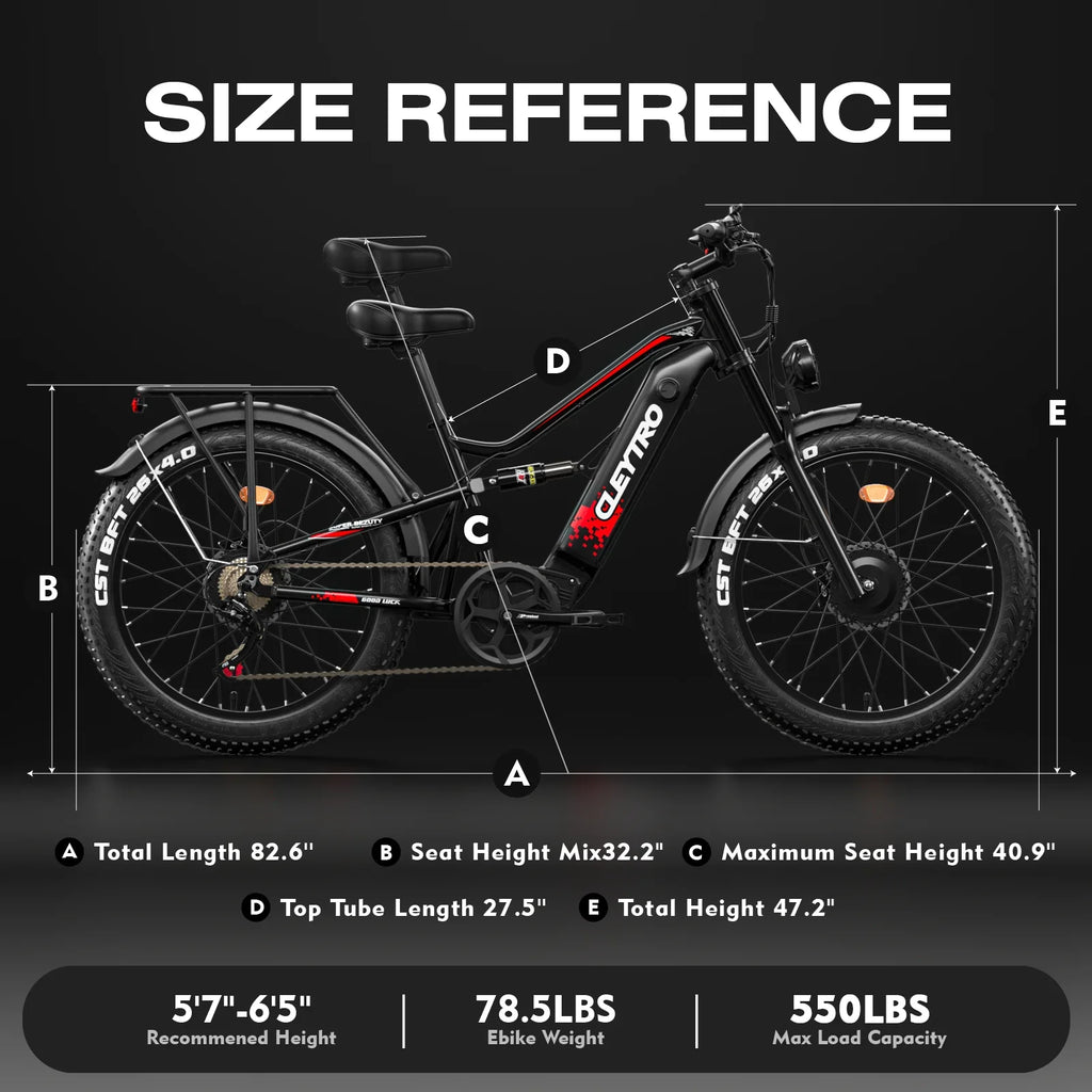 Adult Electric Bike 1500W Electric Bike, 52V 21Ah Removable Battery 26 Inch Fat Tire Off-Road Beach Mountain Electric Bike Full Suspension Dual Hydraulic Disc Brake Commuter Electric Bike 7-Speed Elec