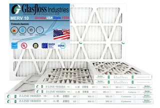 Glasfloss 18x25x1 -  10 -Qty:6 - Furnace Air Filter - Made in  (Actual Size: 17.5 x 24.5x7/8 inch)