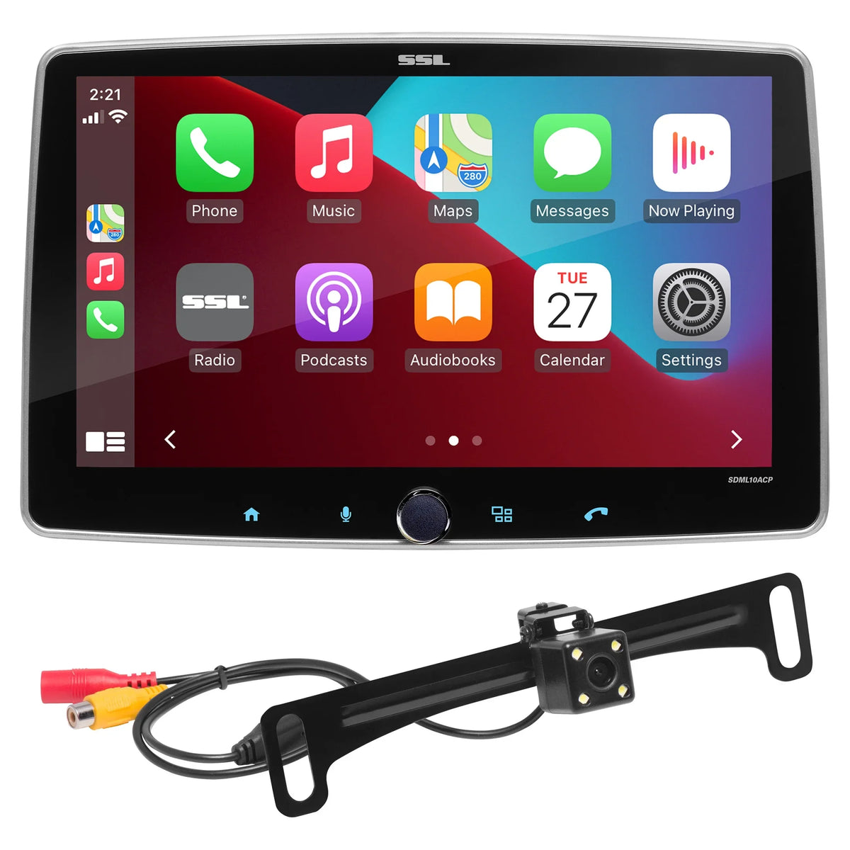 Sound Storm Laboratories SDML10ACPR Car Stereo - Apple CarPlay, Android Auto, Single Din, 10 Inch Touchscreen, Bluetooth Audio, No   Player, / Radio Receiver, Backup Camera,  Illumination