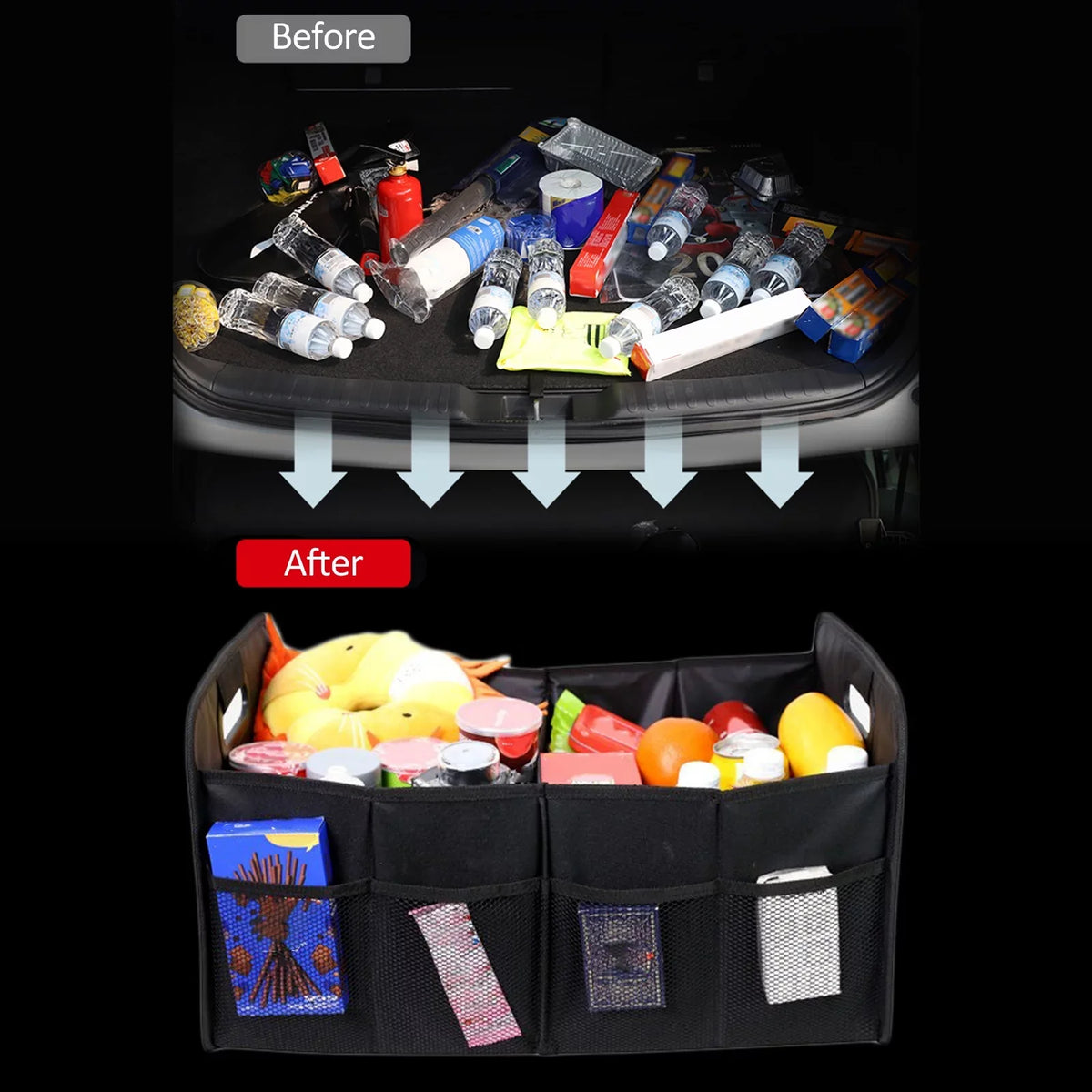 Pinnaco Car Trunk Organizer Oxford Cloth Storage Box 55L - Keep Your Automotive Cargo Organized on the Go!