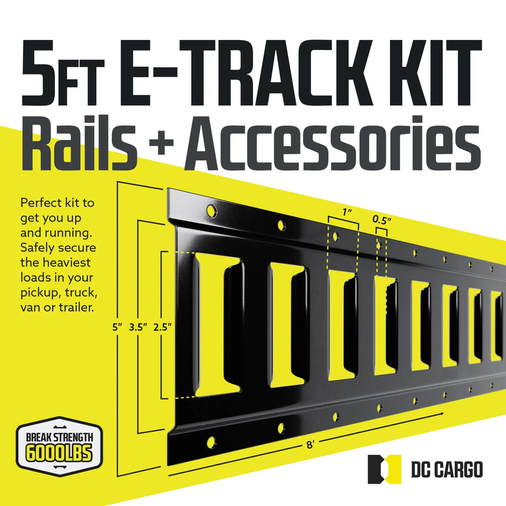 Cargo Etrack Rails Kit 8' Black Trailer Tie Down Rails & E Track Accessories