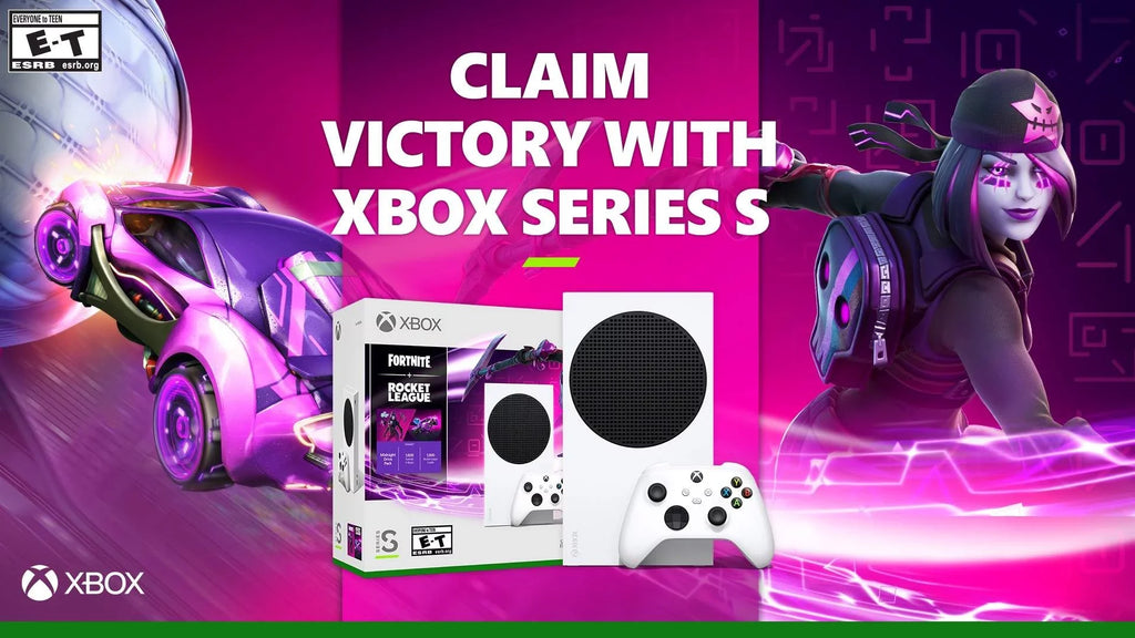 Microsoft Xbox Series S Fortnite & Rocket League Midnight Drive Pack Bundle with Overwatch 2 Waypoint Pack