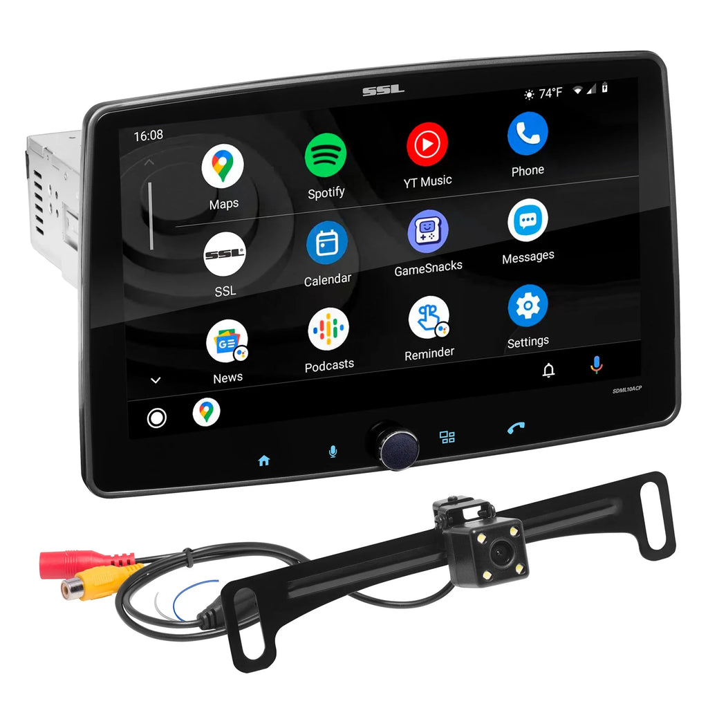 Sound Storm Laboratories SDML10ACPR Car Stereo - Apple CarPlay, Android Auto, Single Din, 10 Inch Touchscreen, Bluetooth Audio, No   Player, / Radio Receiver, Backup Camera,  Illumination