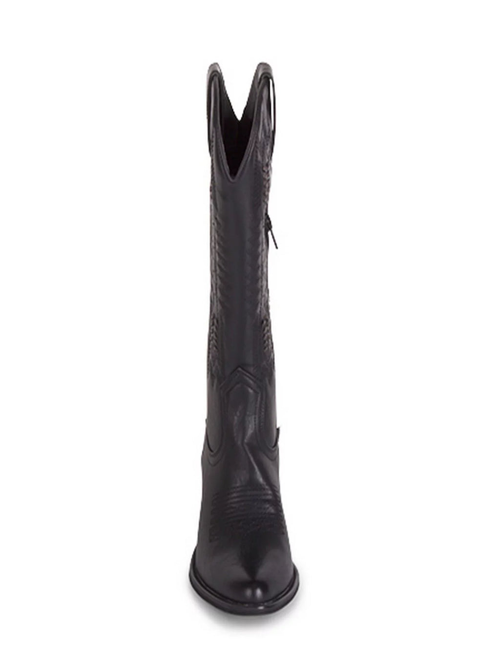 Womens Black Whip-Stitch Detailing Pull Tabs Woven Padded Texan Pointed Toe Block Heel Western Boot 8.5