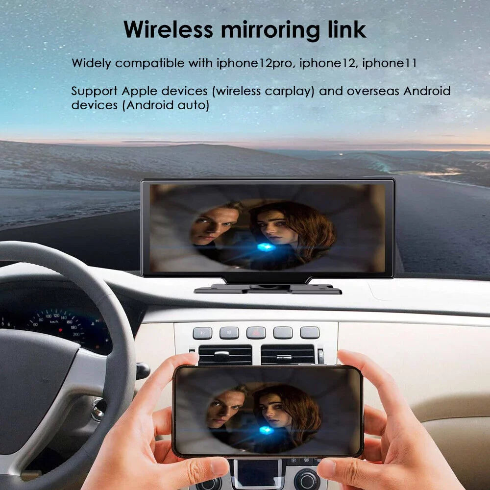 Kydely 2K Wireless 10.26'' Touch Screen Dual Channel Wifi Car  Dash Camera Android Auto ".