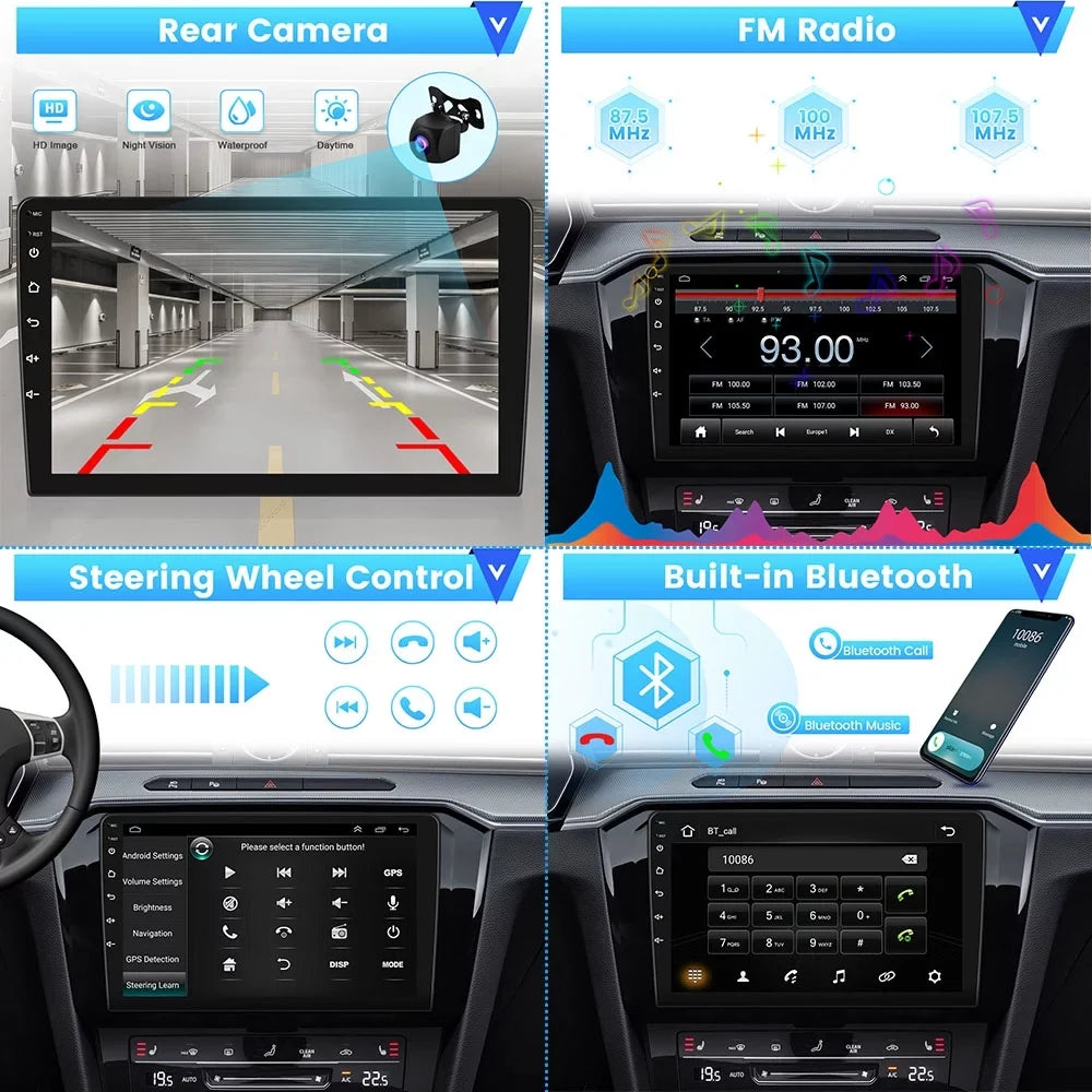 Podofo 2+64G for Hyundai Santa-fe 2006-2012 9'' Car Stereo Radio Wireless Carplay Android Auto Mirror Link Android 13    Bluetooth  Hifi, Backup Camera
