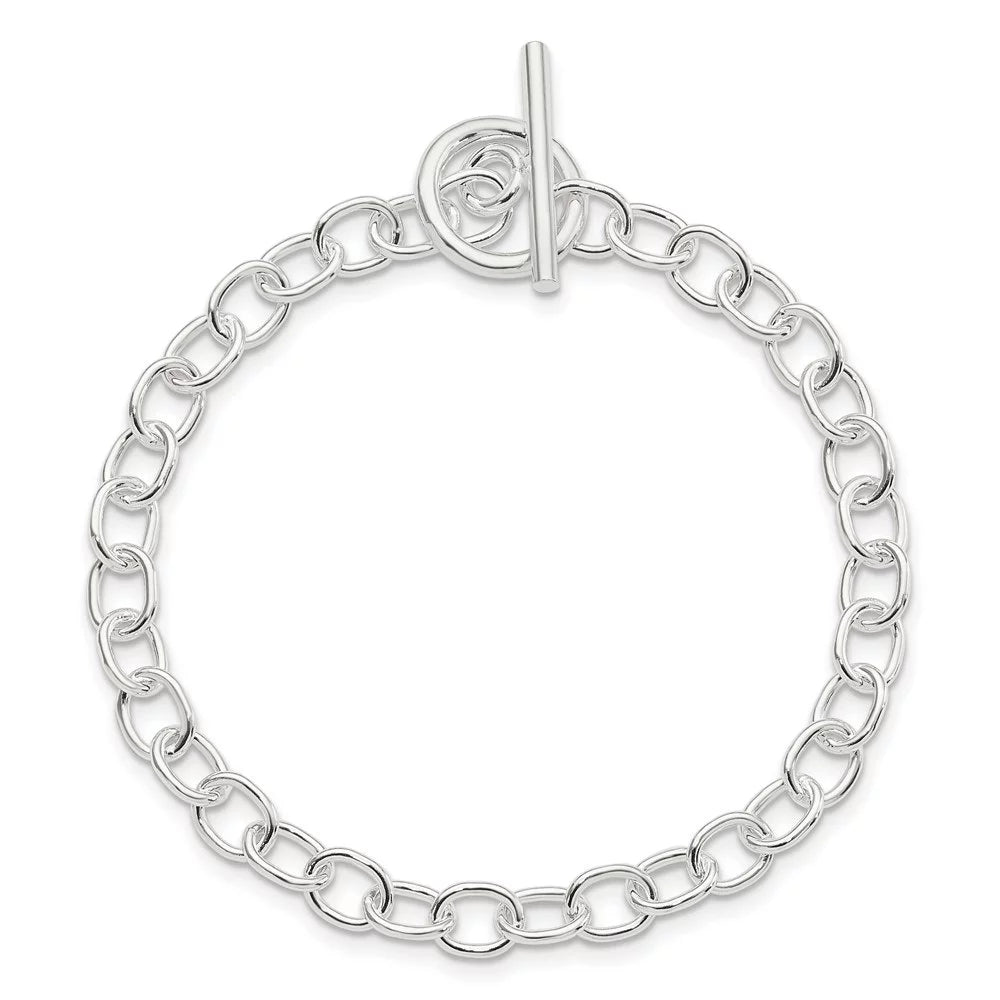 Auriga 925 Sterling Silver Fancy Link Toggle Bracelet 7.5 inch for Women