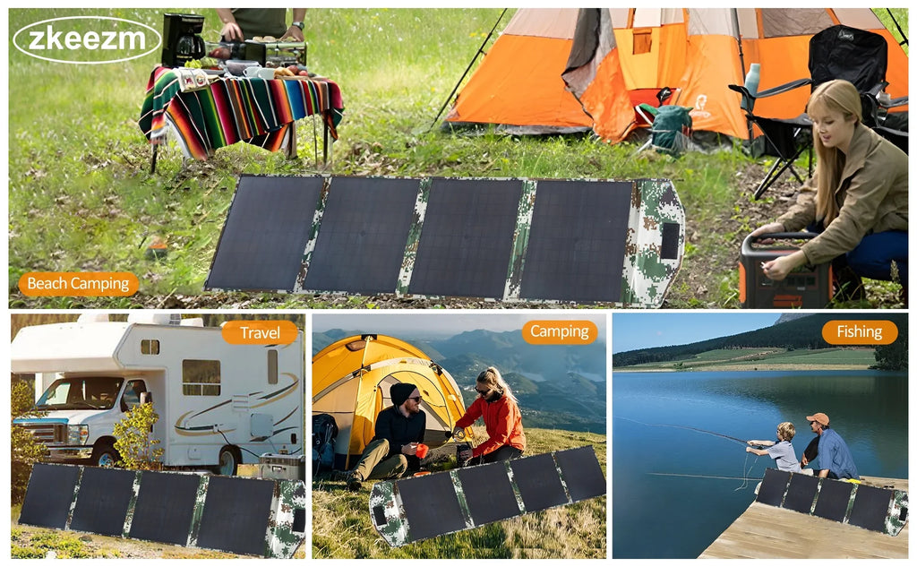 Solar Panels 80W Portable Camping Solar Kit Foldable for Power Station Generator Folding Solar Charger compatible