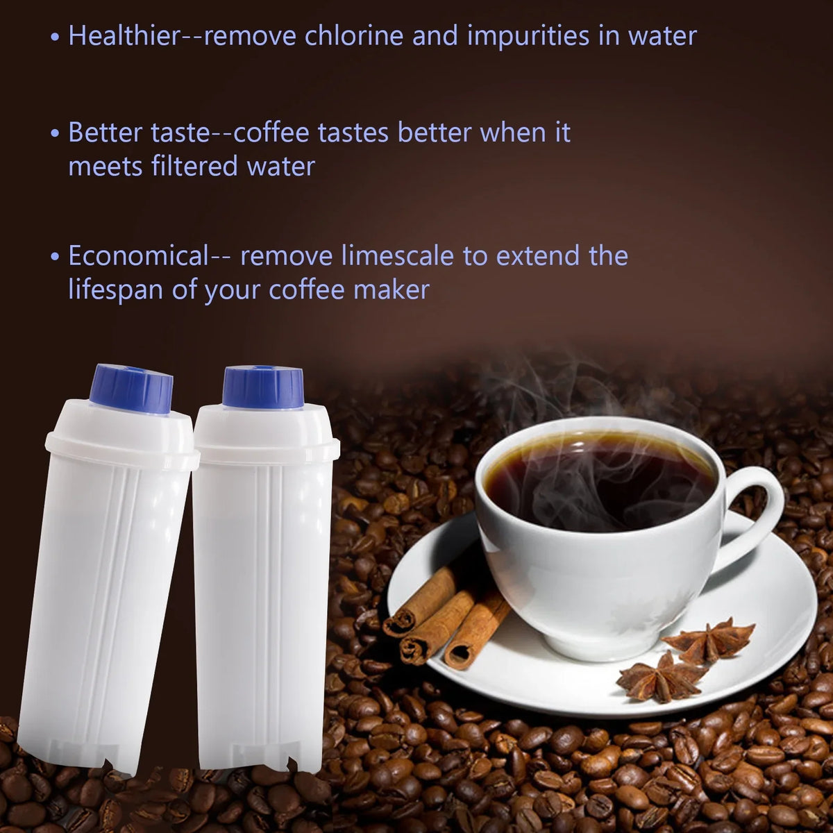 4Pcs Replacement Filter Cartridge for Delonghi  C002 Coffee Maker, Water Filter Accessory