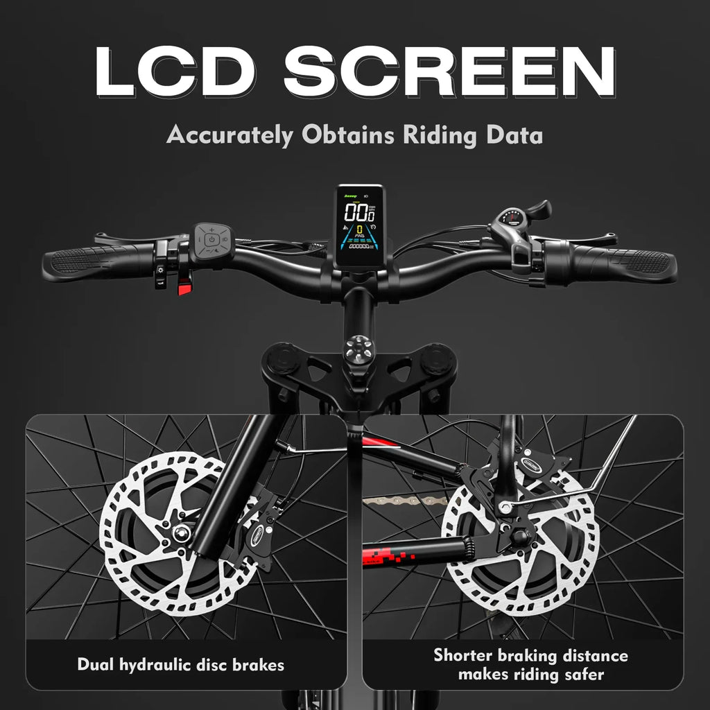 Adult Electric Bike 1500W Electric Bike, 52V 21Ah Removable Battery 26 Inch Fat Tire Off-Road Beach Mountain Electric Bike Full Suspension Dual Hydraulic Disc Brake Commuter Electric Bike 7-Speed Elec