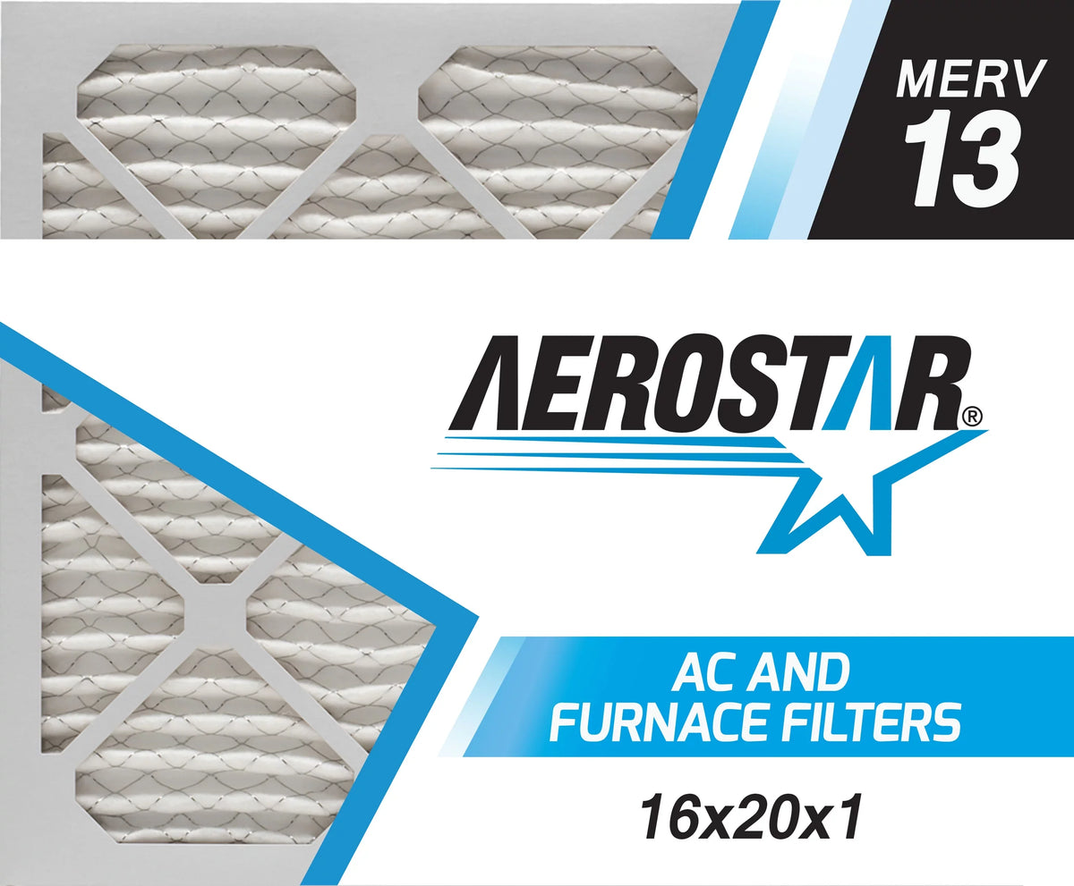 Aerostar 16x20x1   13, Pleated Air Filter, 16x20x1, Box of 4, Made in the