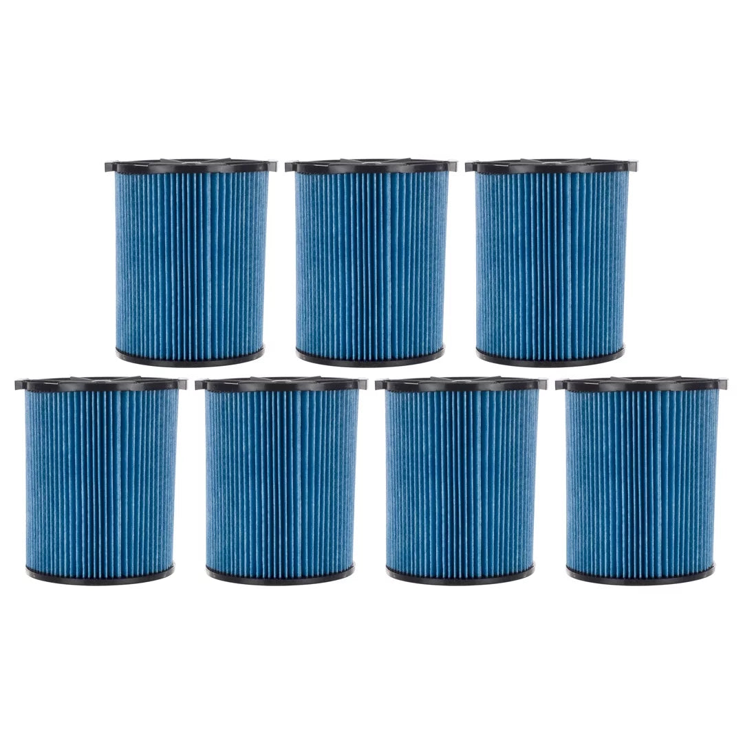 7 Pack 3-Layer Fine Dust Cartridge Filter Replacement Part 72952 Compatible with  VF5000, 5-20 Gallon Wet & Dry Vacuums, Washable & Reusable