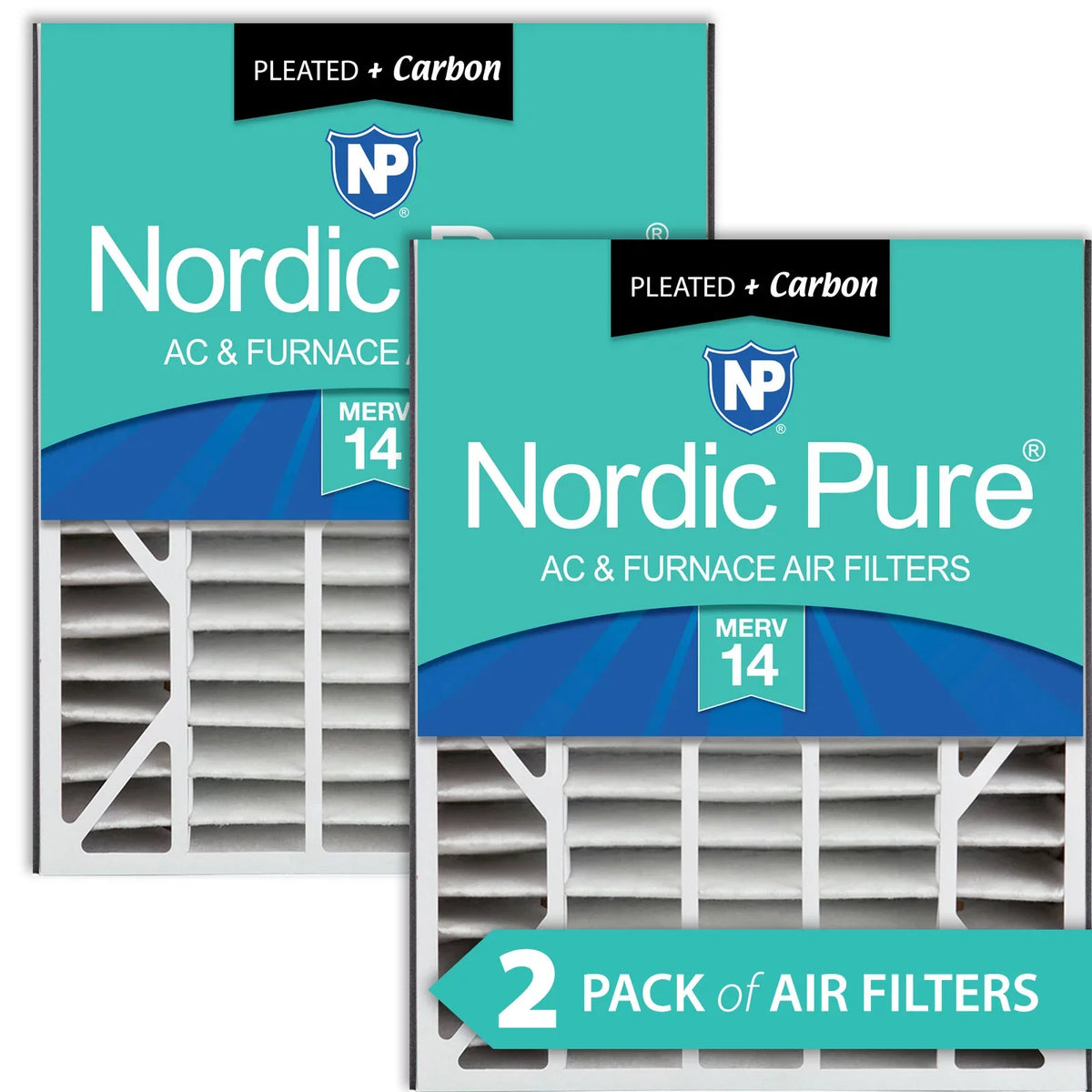 Air Bear 20x25x5 (4 7/8)  Filter Replacement  14 Plus Carbon 2 Pack