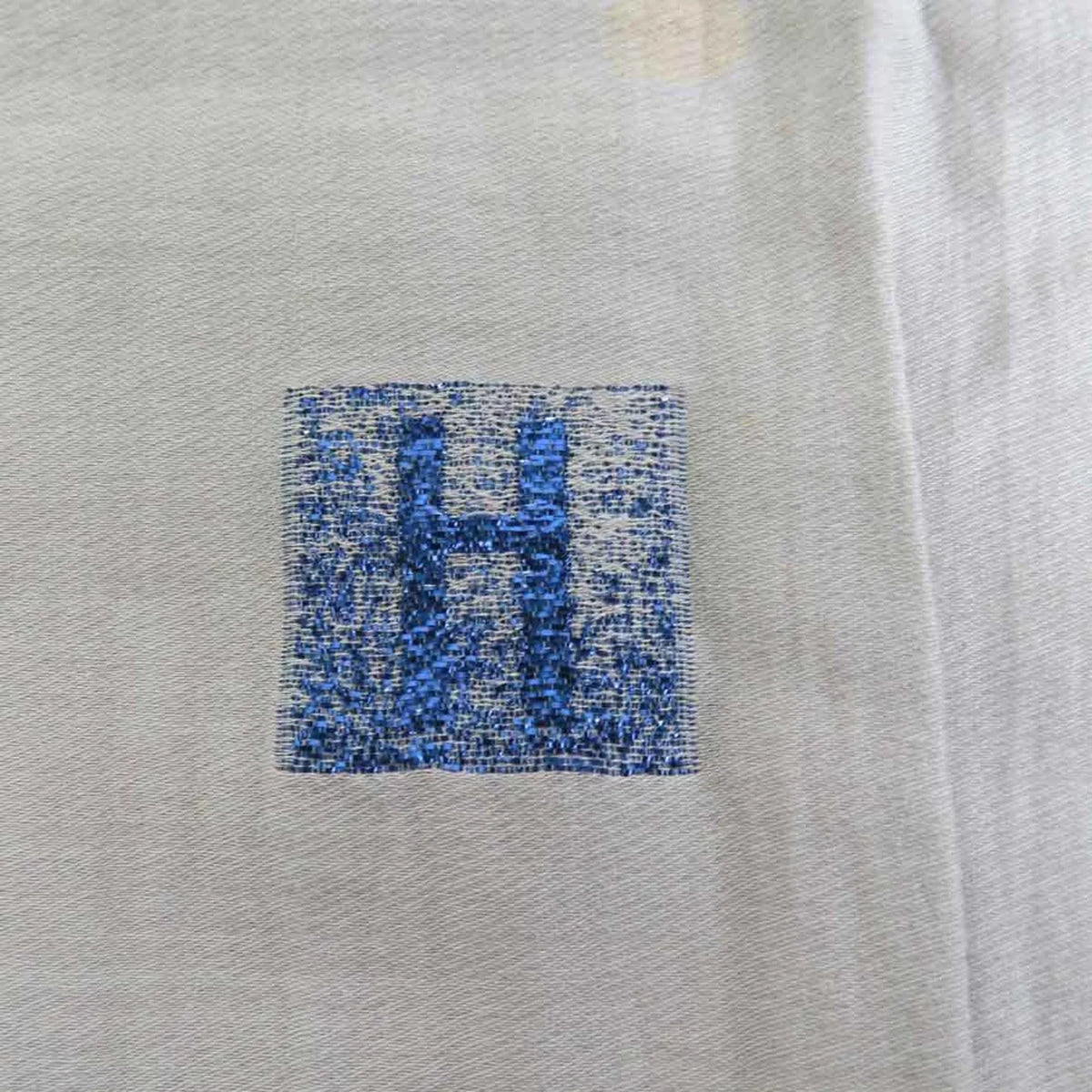 Pre-Owned Hermes  Shawl Scarf H Logo Cotton/Silk/Polyester Greige/Blue Unisex e55881a (Good)