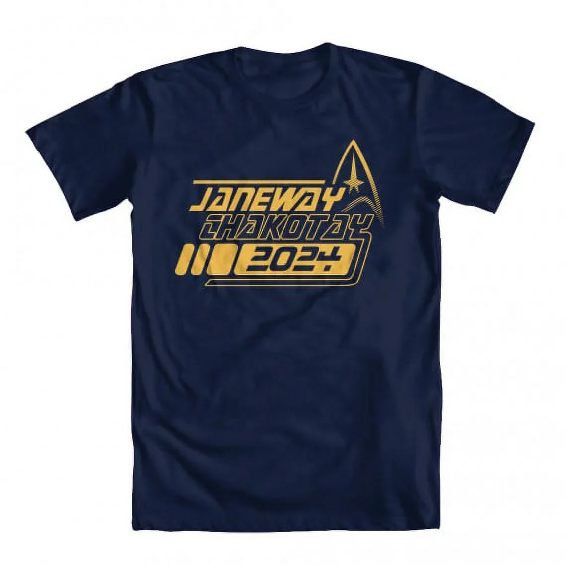 Janeway Chakotay 2024 Original Artwork Inspired by Star Trek Men's T-shirt Blue Large