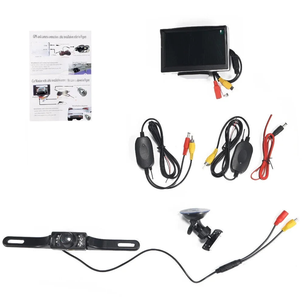 Paddsun  Car Night Vision Backup Camera Kit 5" Wireless Monitor  Rear View Waterproof