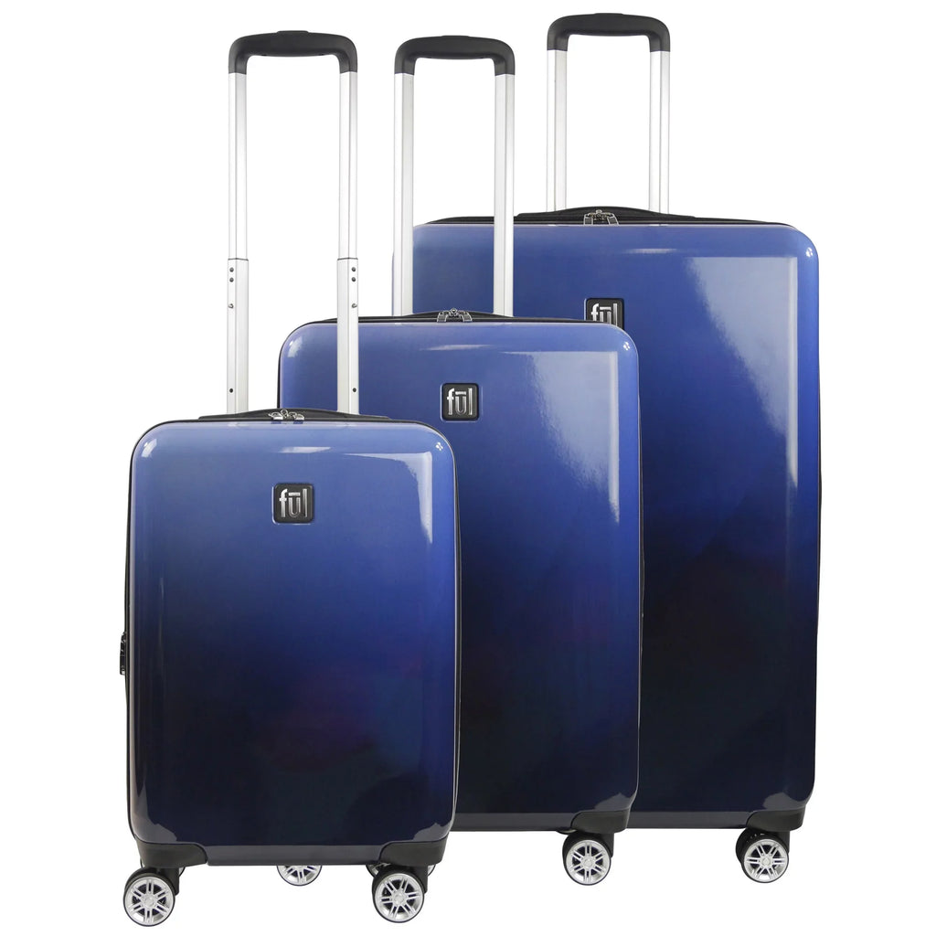 3 Piece Set Impulse Rolling Luggage, Ombre Hardshell Suitcase with Spinner Wheels, 22, 26 and 31 Inch, Blue