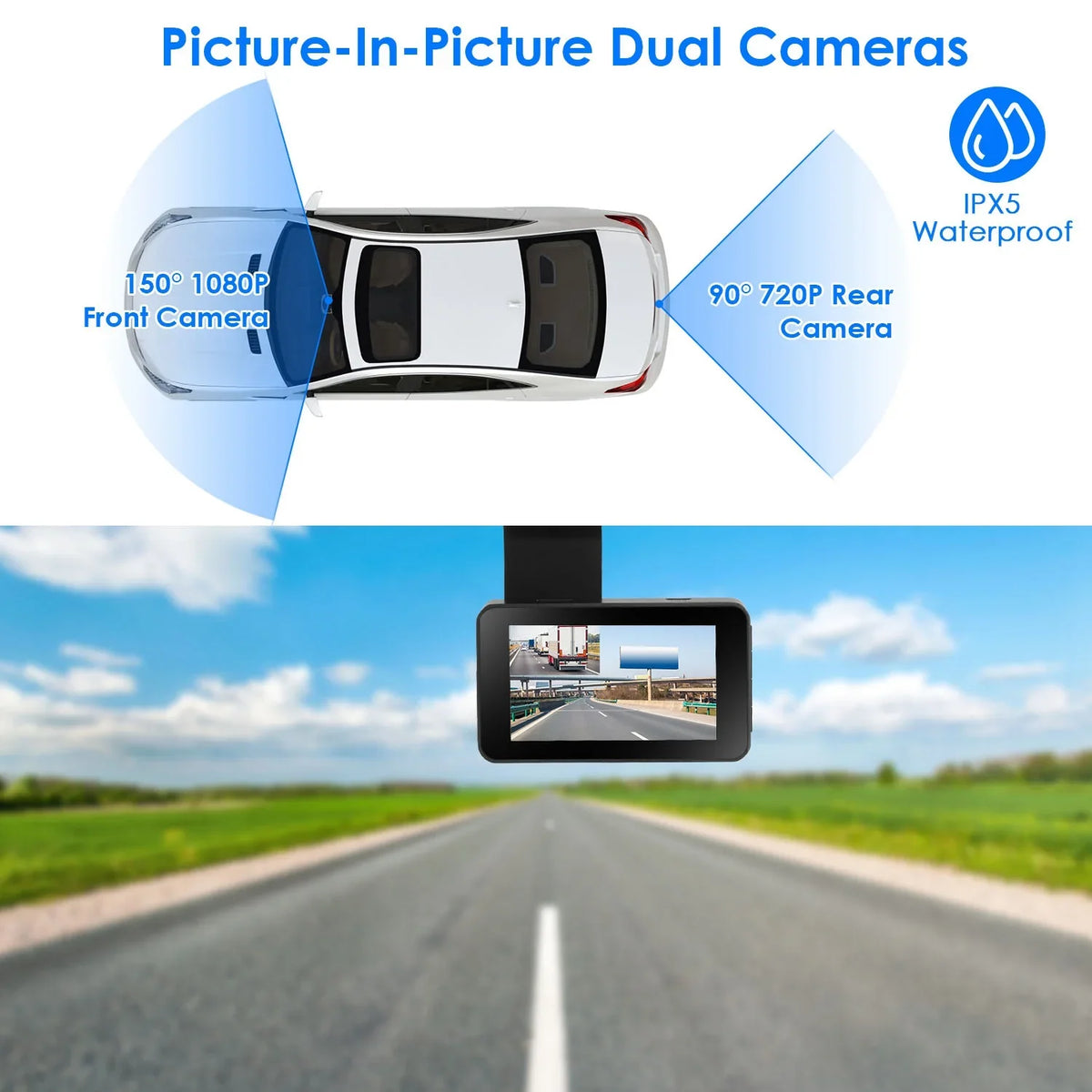 1080P Dual Lens Dash Cam, iMounTEK Universal Vehicle Driving Recorder, Car  with WiFi  G-Sensor  Control Motion Detection Parking Monitor Night Vision
