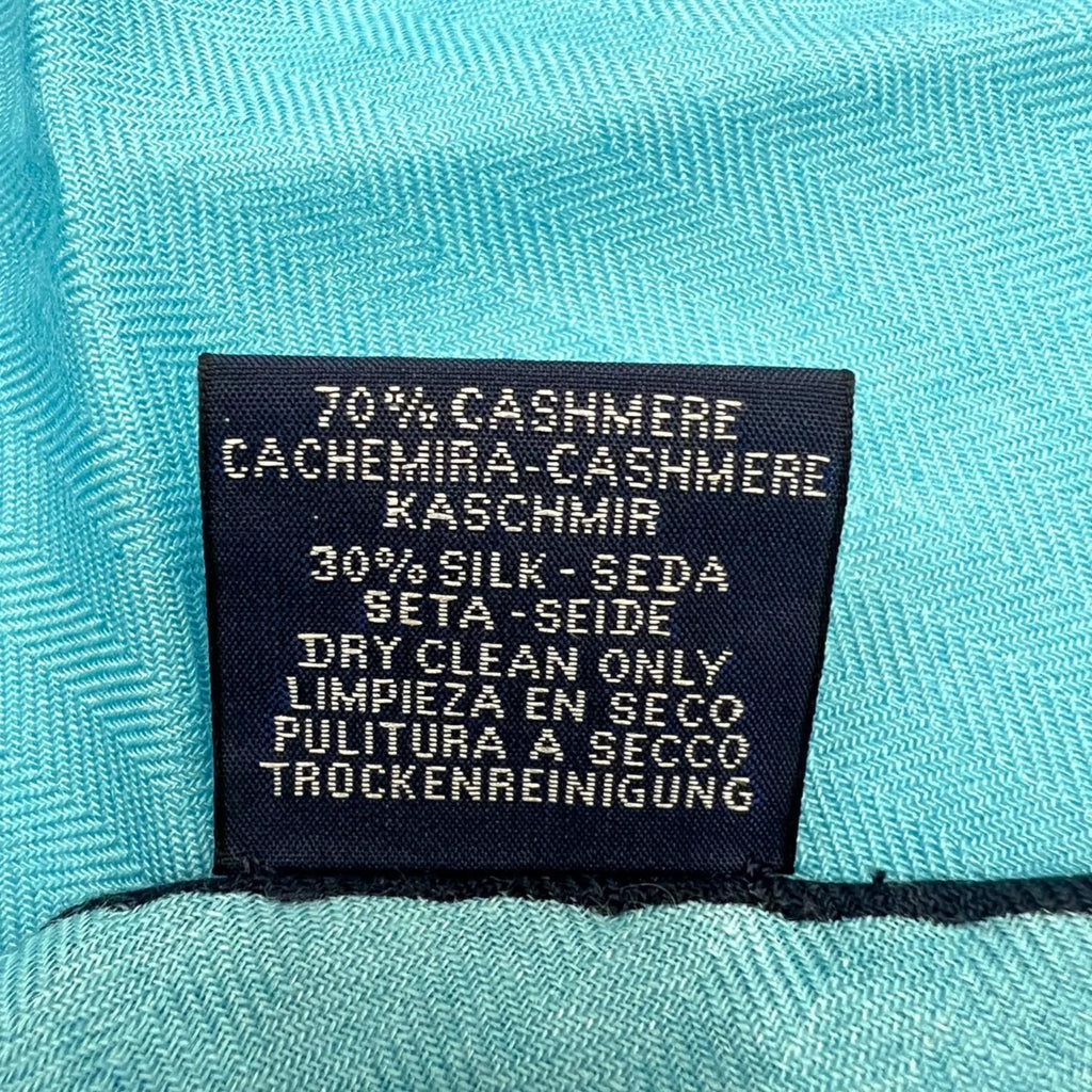 Pre-Owned  Hermes triangle scarf cashmere silk blue ladies (Like New)