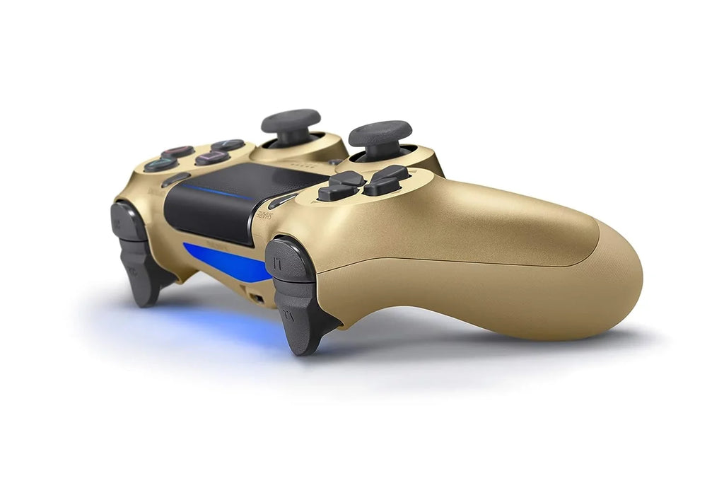 DualShock PS4 Wireless Gold Blue Controller With Earbuds Bundle - Like New with