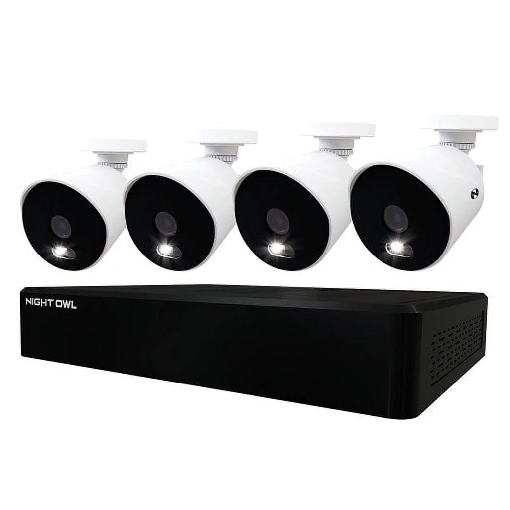Night Owl Security Camera System , 12 Channel  with 1TB Hard Drive, 4 Wired 4K Ultra  Spotlight Surveillance Bullet Cameras, Indoor Outdoor Cameras with Night Vision