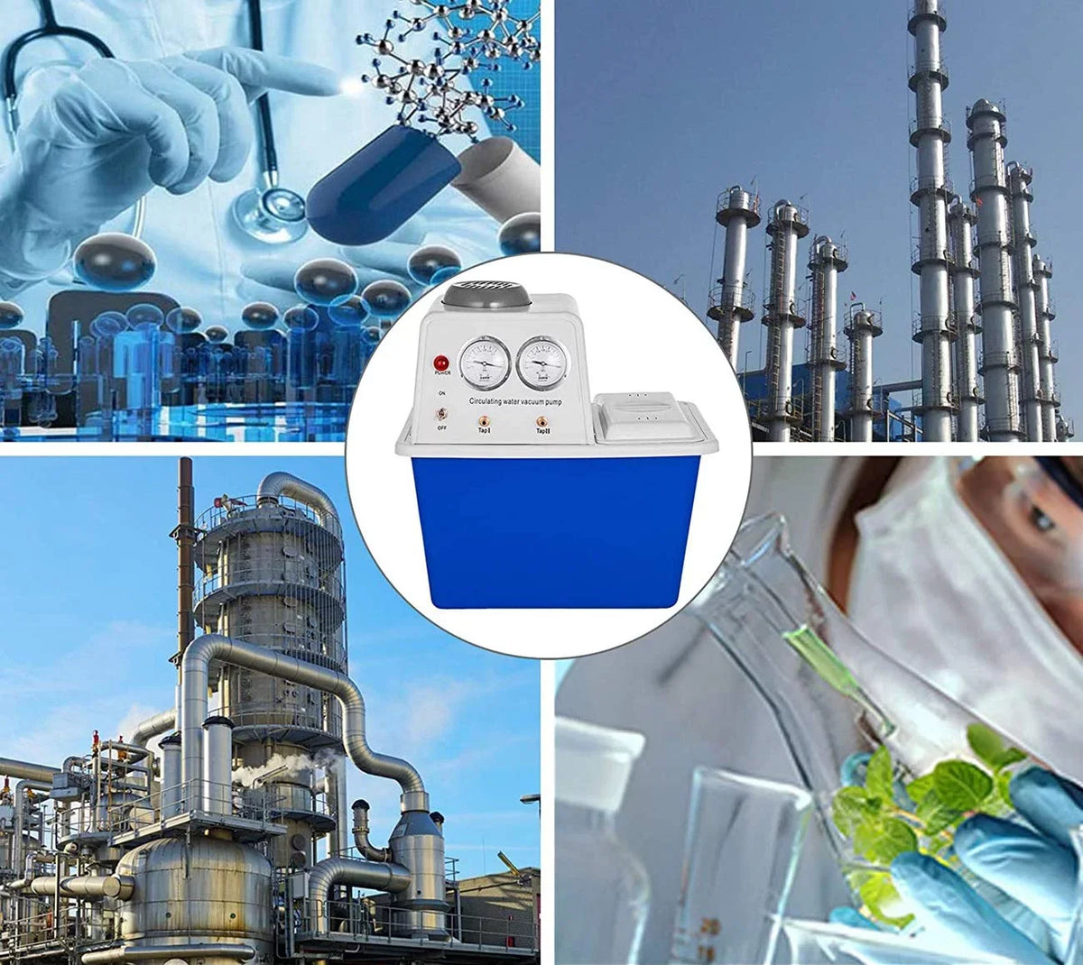 PreAsion 15L Circulating Water Vacuum Pump Water Jet Aspirator Anti-Corrosion Lab Instruments 2 Off-Gas Taps 110V 60L/min