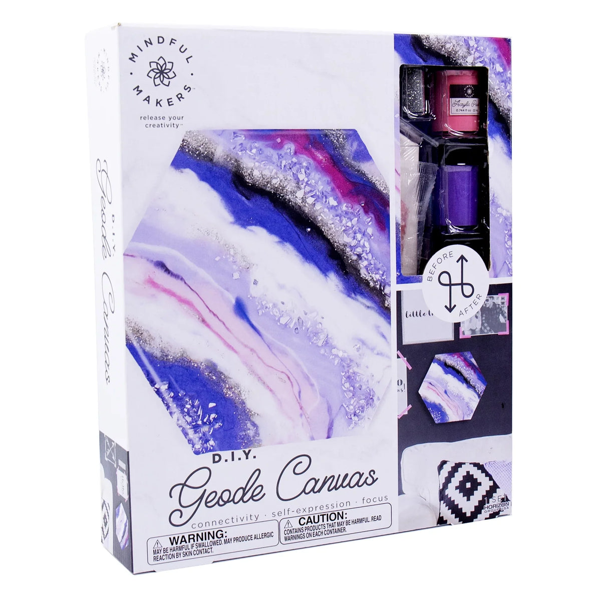Mindful Makers D.I.Y. Geode Canvas Art Kit (17 Pieces), Boys and Girls, Teen, Aged 14+