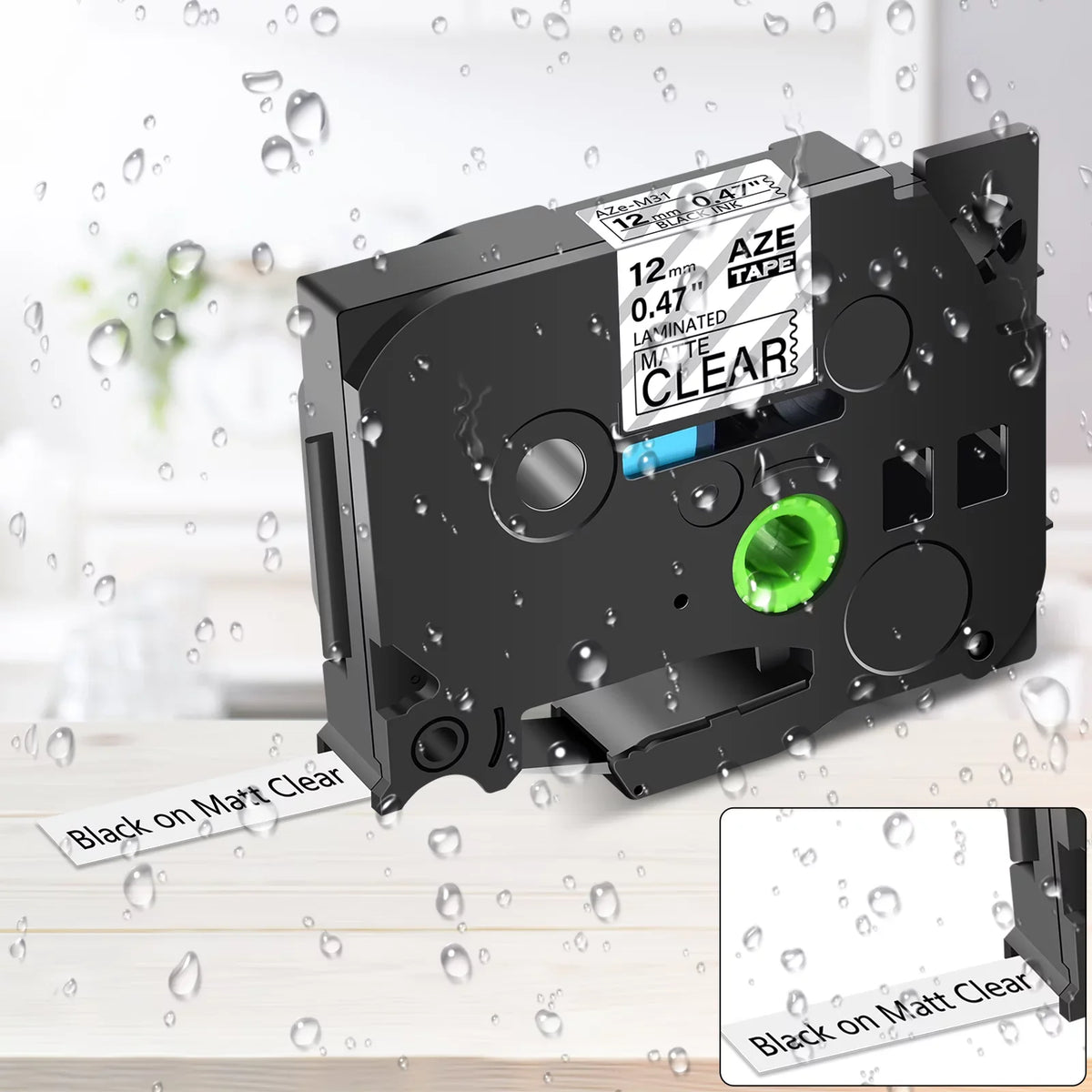 5PK Compatible for Brother P-touch Black on Matte Clear 12mm 0.47" TZe-M31 -M31 TZM31 TZeM31 Laminated Label Tape