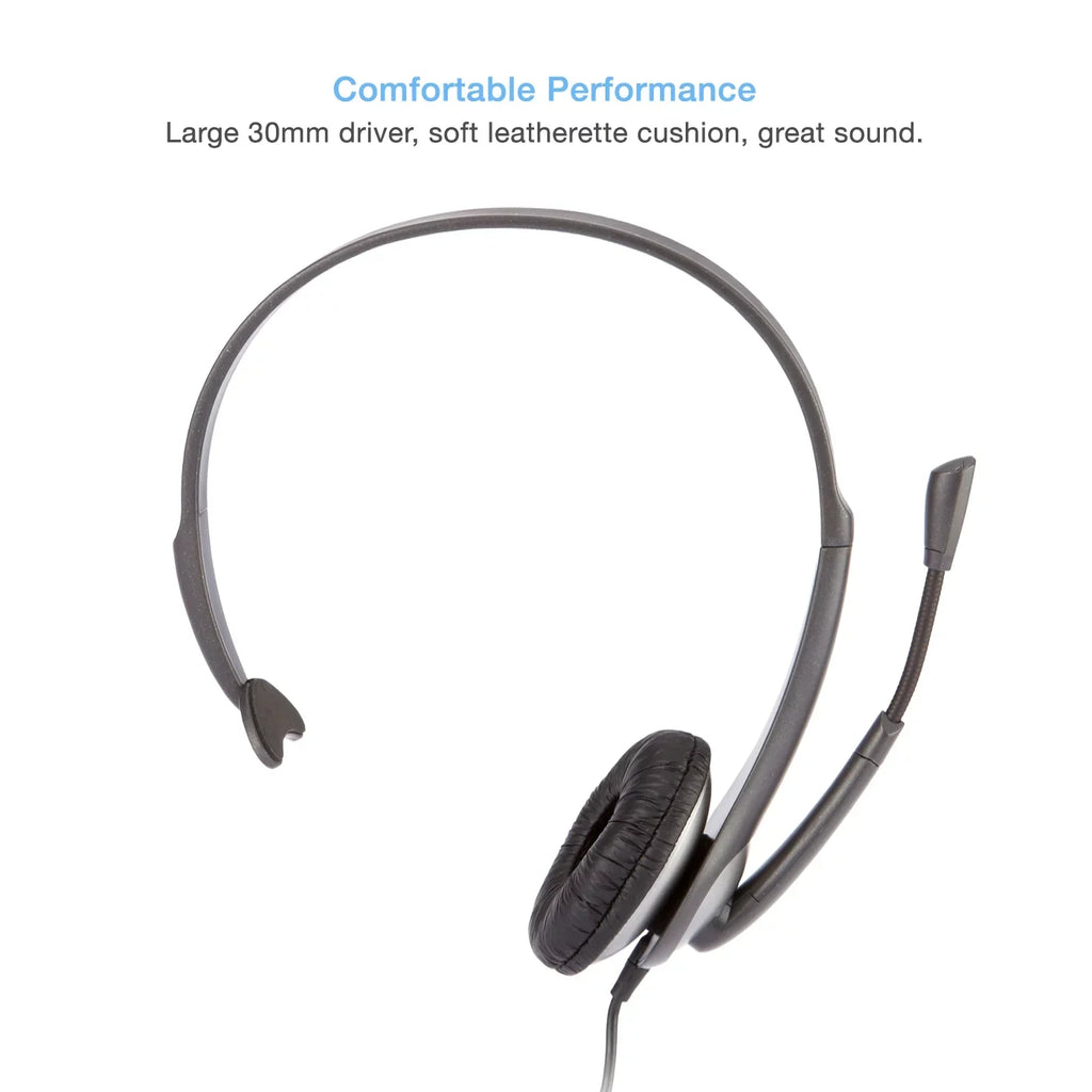 Cyber Acoustics Gray Mono Headset w/ Y-Adapter & Microphone (-104) -