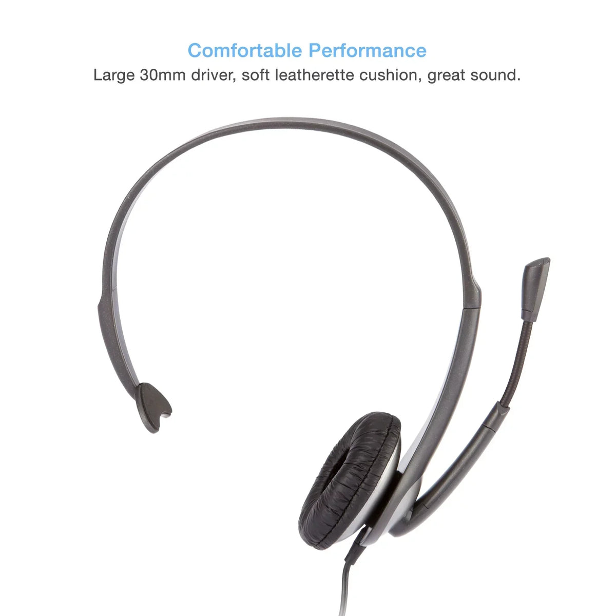 Cyber Acoustics Gray Mono Headset w/ Y-Adapter & Microphone (-104) -