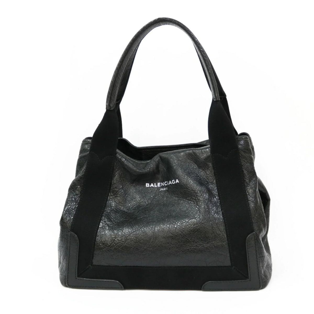 Pre-Owned Balenciaga Handbag Navy Cabas Black Ladies (Fair)