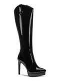 Womens Black 3/4" Platform Comfort Trixi Pointy Toe Stiletto Zip-Up Dress Boots 5 M