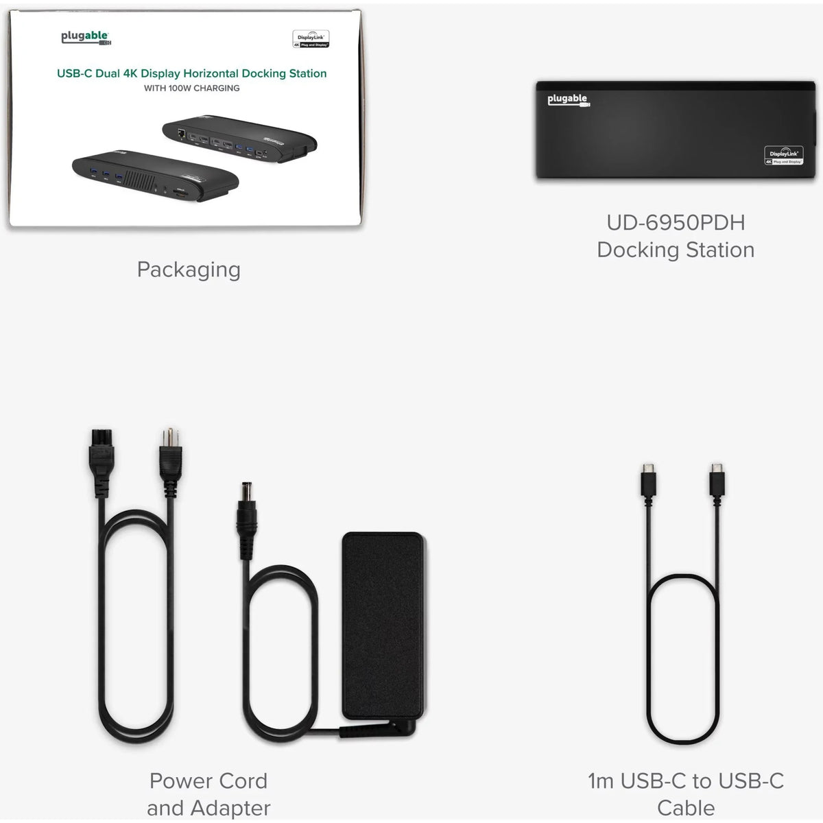Plugable 13-in-1  C Docking Station Dual Monitor, 100W Charging, Dual 4K Displays 2x  or 2x DisplayPort, Compatible with Mac, Windows, Thunderbolt 3 / 4, -C (5x , Ethernet,  Card Reader