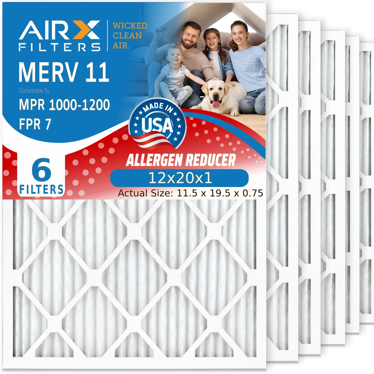 12x20x1 Air Filter  11 Comparable to  1000,  1200 &  7 Electrostatic Pleated Air Conditioner Filter 6 Pack  Premium  Made 12x20x1 Furnace Filters by     .