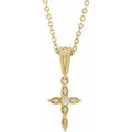 14K Yellow .03  Natural Diamond Petite Vintage-Inspired 16-18" Cross Necklace 87053:702:P