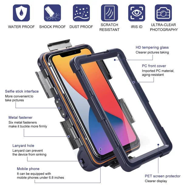 UrbanX Professional [15m/50ft] Swimming Diving Surfing Snorkeling Photo Video Waterproof Protective Case Underwater Housing for Panasonic Eluga I3 And all Phones Up to 6.9 Inch  with Lanyard