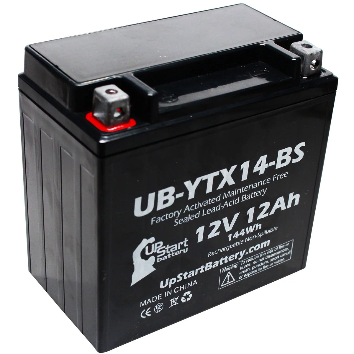 4-Pack UpStart Battery Replacement for 2012  F800ST,  800  Factory Activated, Maintenance Free, Motorcycle Battery - 12V, 12AH, -YTX14-