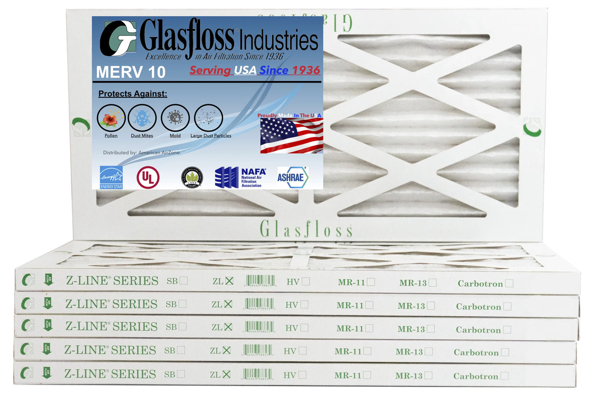 Glasfloss 6x24x1 -  10 -Qty:6 - Furnace Air Filter - Made in  (Actual Size: 5.5 x 23.5x7/8 inch)