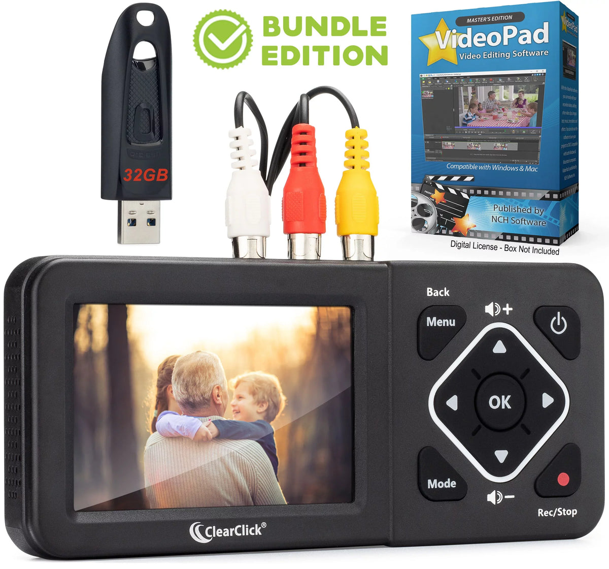 ClearClick Video to Digital Converter 2.0 (Second Generation) - Record Video from 's,  Tapes, , , Hi8, Camcorder, , Gaming Systems (Bundle Edition)