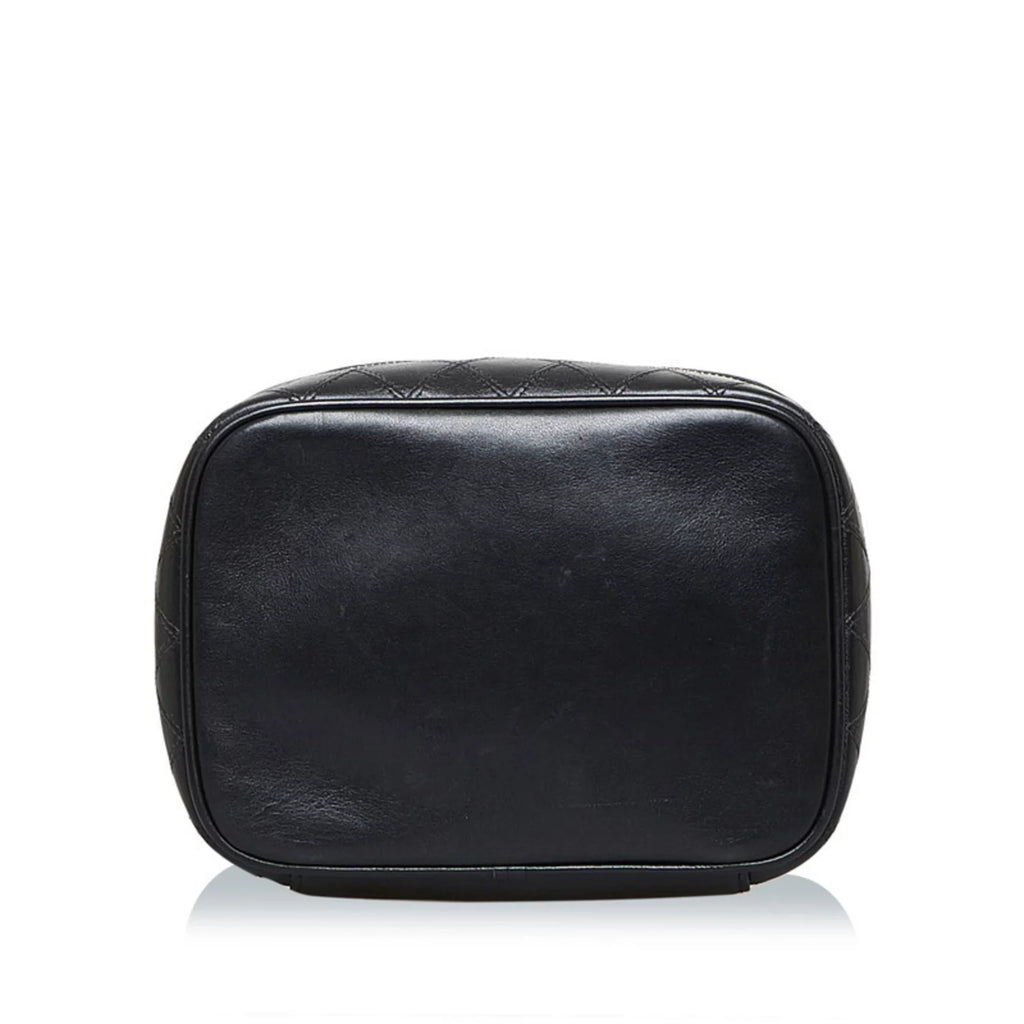 Pre-Owned Chanel Cocomark Bicolore Vanity Bag Handbag Black Lambskin Ladies  (Fair)