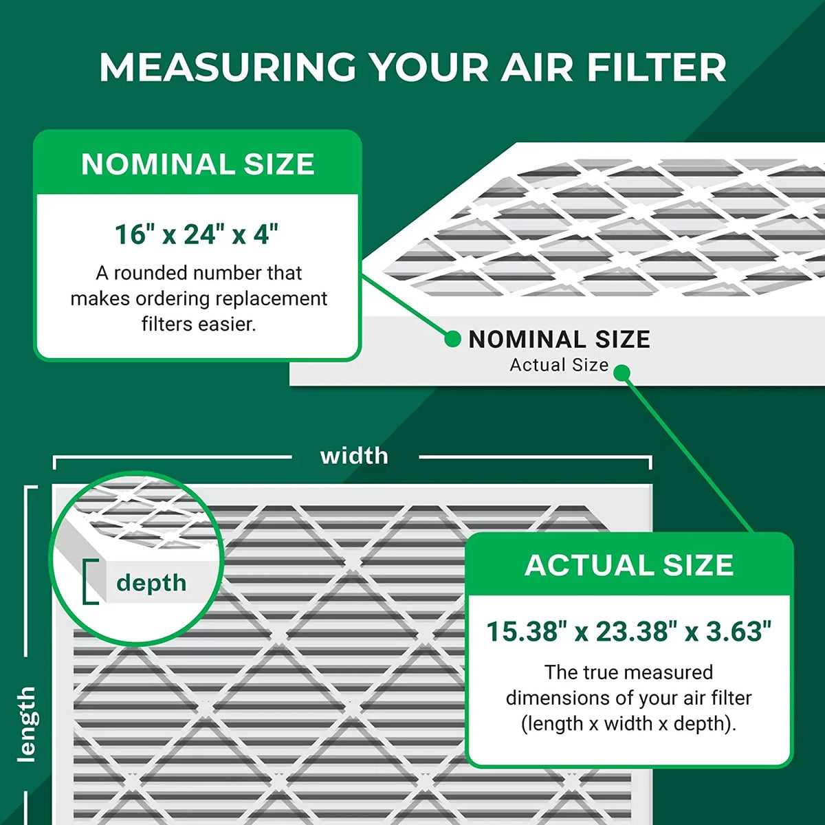 Filterbuy 16x24x4  8 Pleated   Furnace Air Filters (1-Pack)